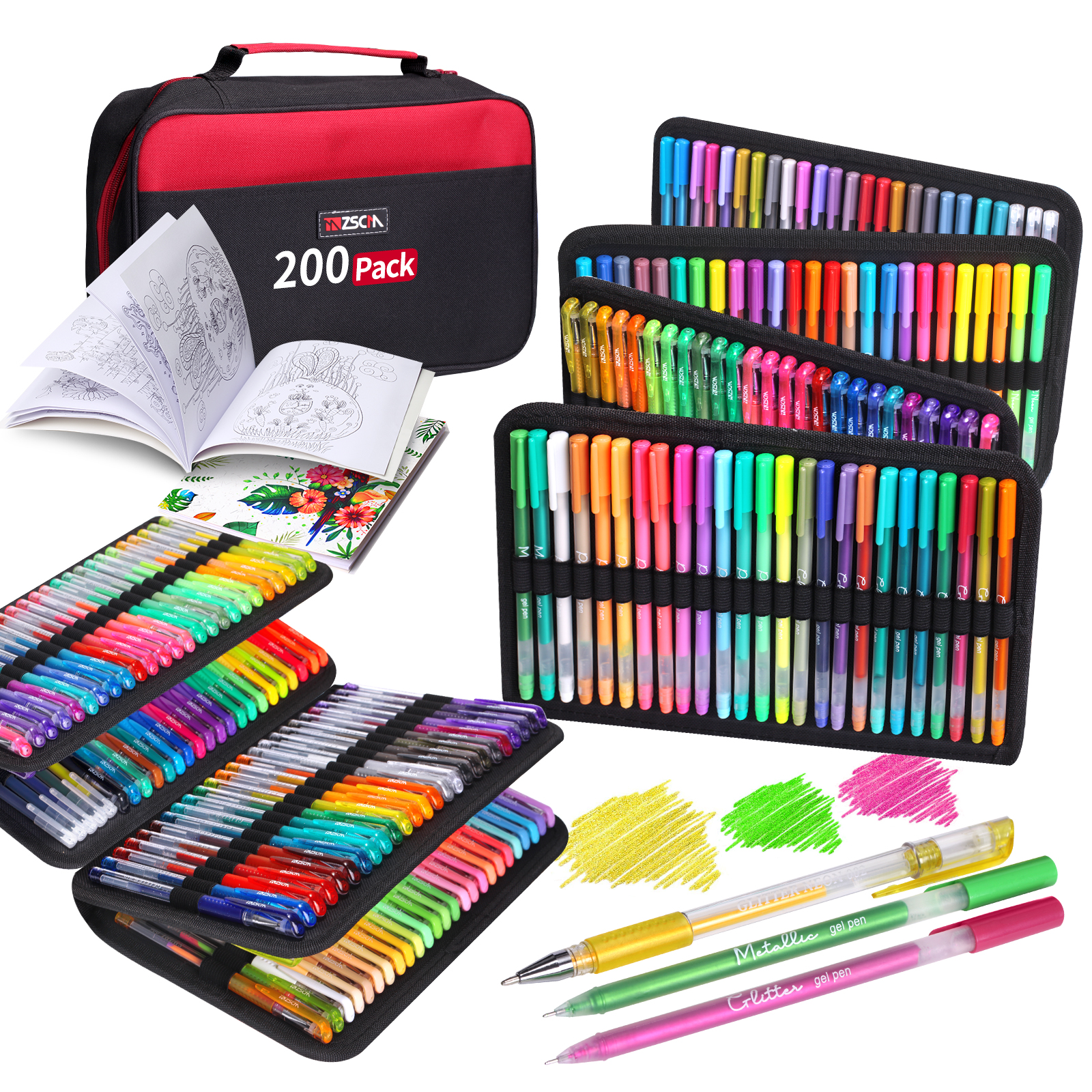 ZSCM 200 Colors Gel Pens Set, Glitter Gel Pens Colored Drawing Pens Set with  128 Glitter Neon Marker Pens, 72 Fine Tip Fineliners, Gifts for Women, for  Kids Drawing Doodling Journaling Scrapbooks 